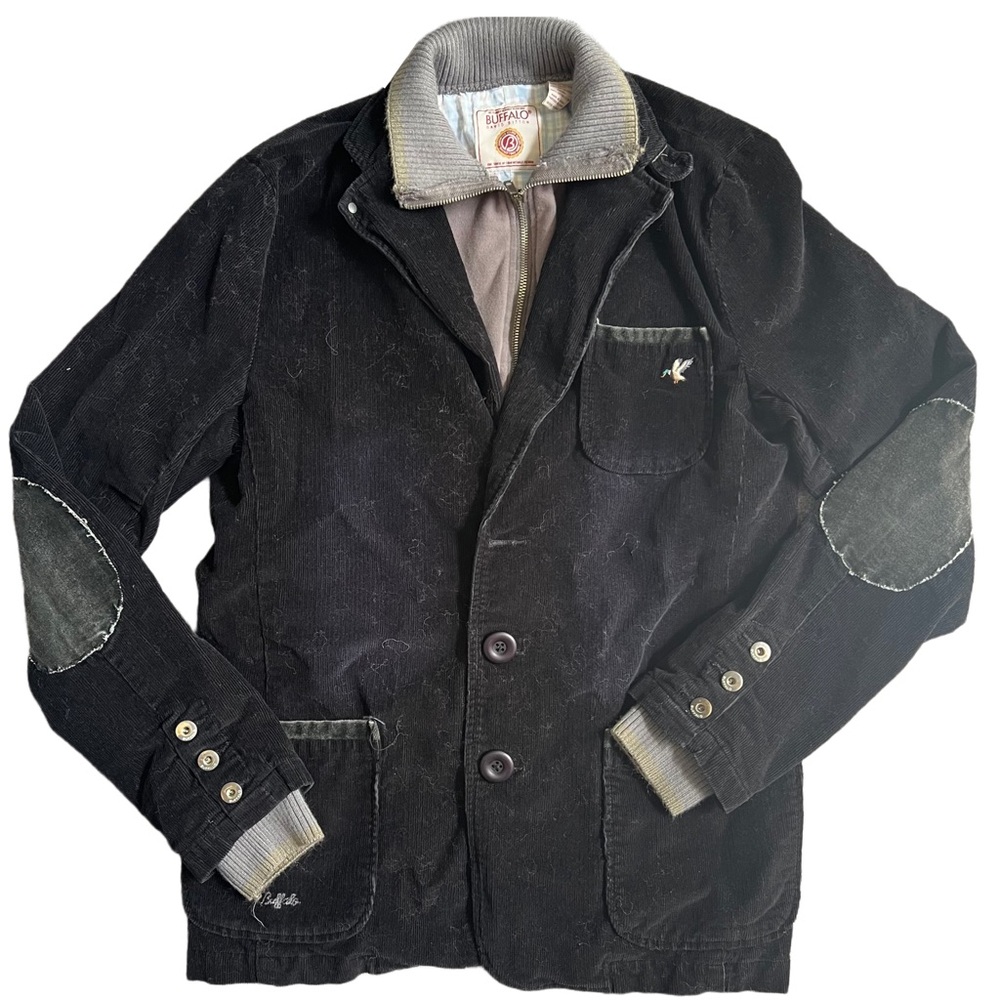 BUFFALO DAVID BITTON BLACK AND GRAY CORDUROY BLAZER / JACKET SIZE MEDIUM